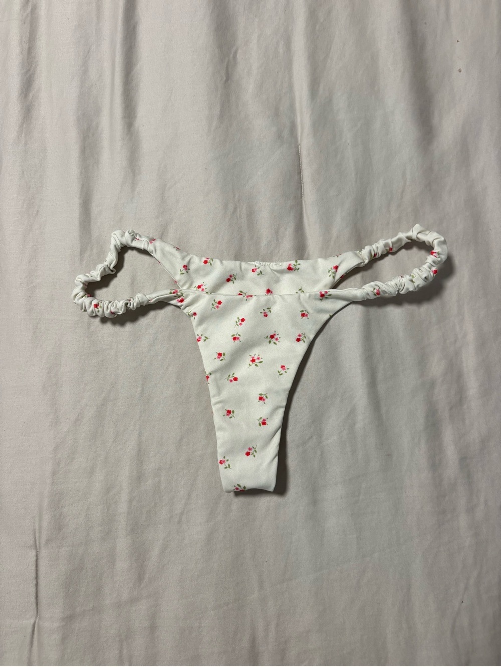 San Lorenzo White Bikini Bottoms with Pink Rose Print